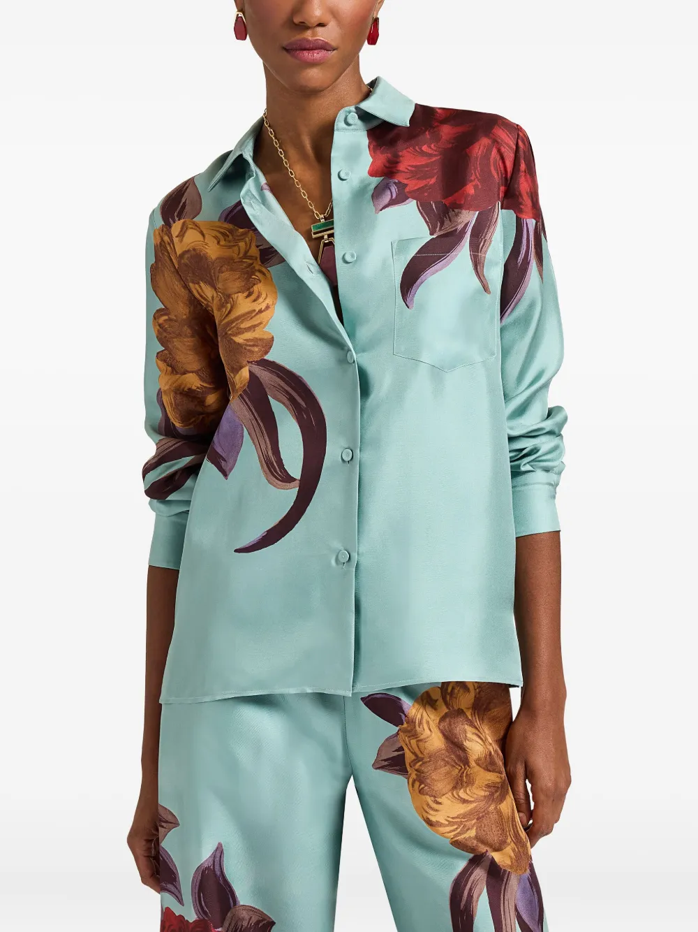 La DoubleJ Blouse met bloemenprint - Blauw