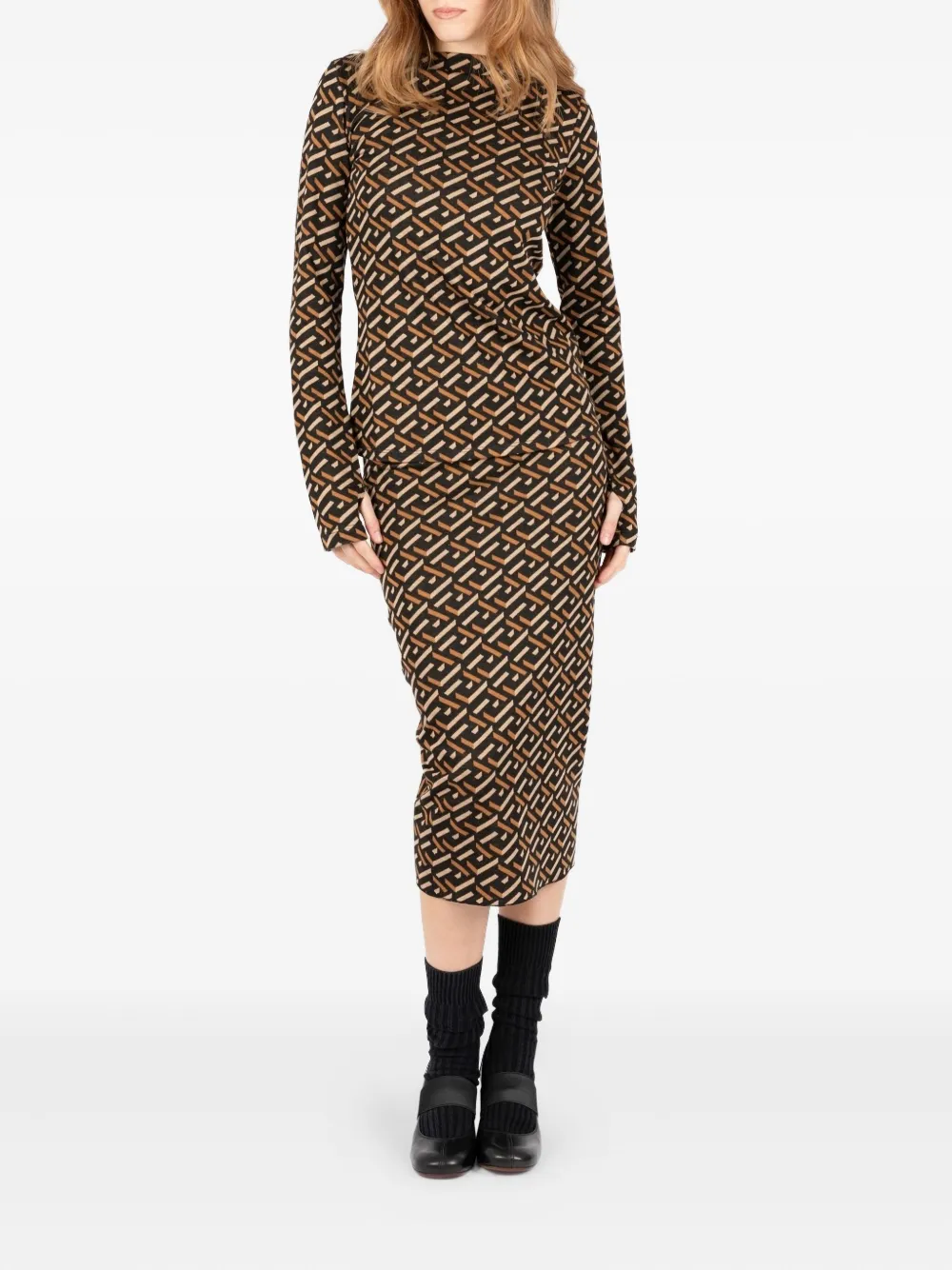 Société Anonyme Cadil Geometric Midi Skirt In Black