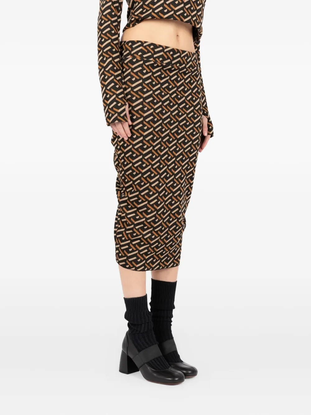 Société Anonyme Cadil Geometric Midi Skirt In Black