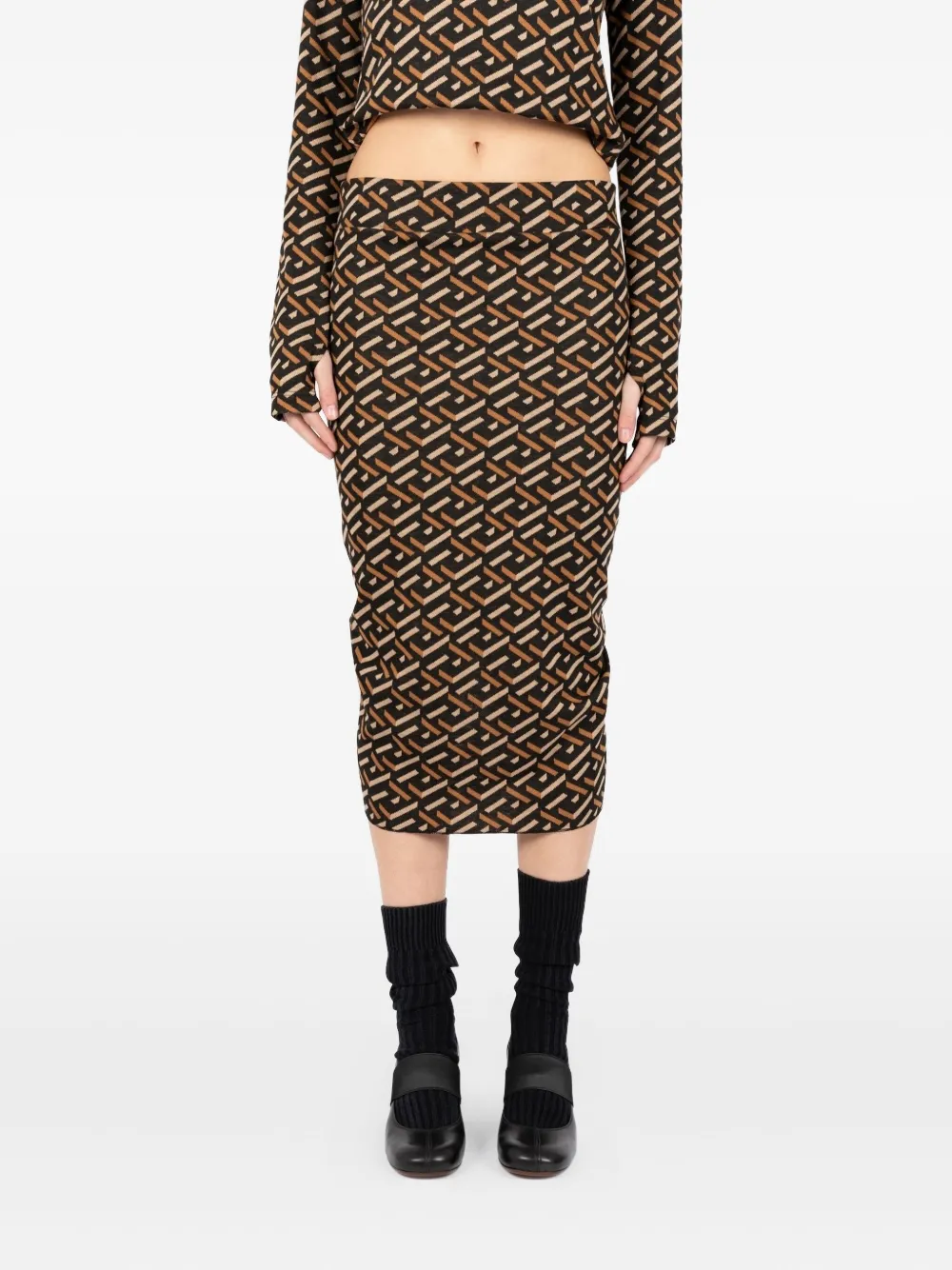 Société Anonyme Cadil Geometric Midi Skirt In Black