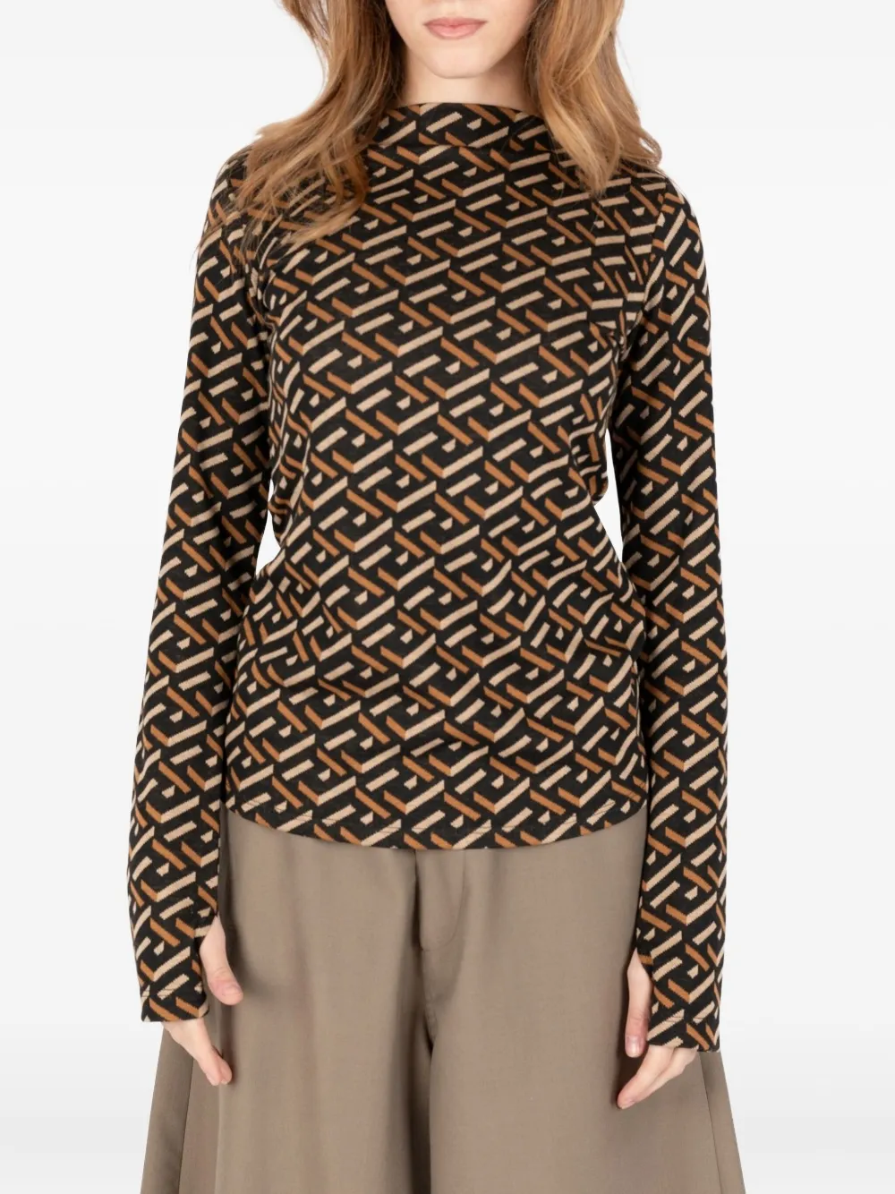 Société Anonyme D-skin Geometric-pattern T-shirt In Brown