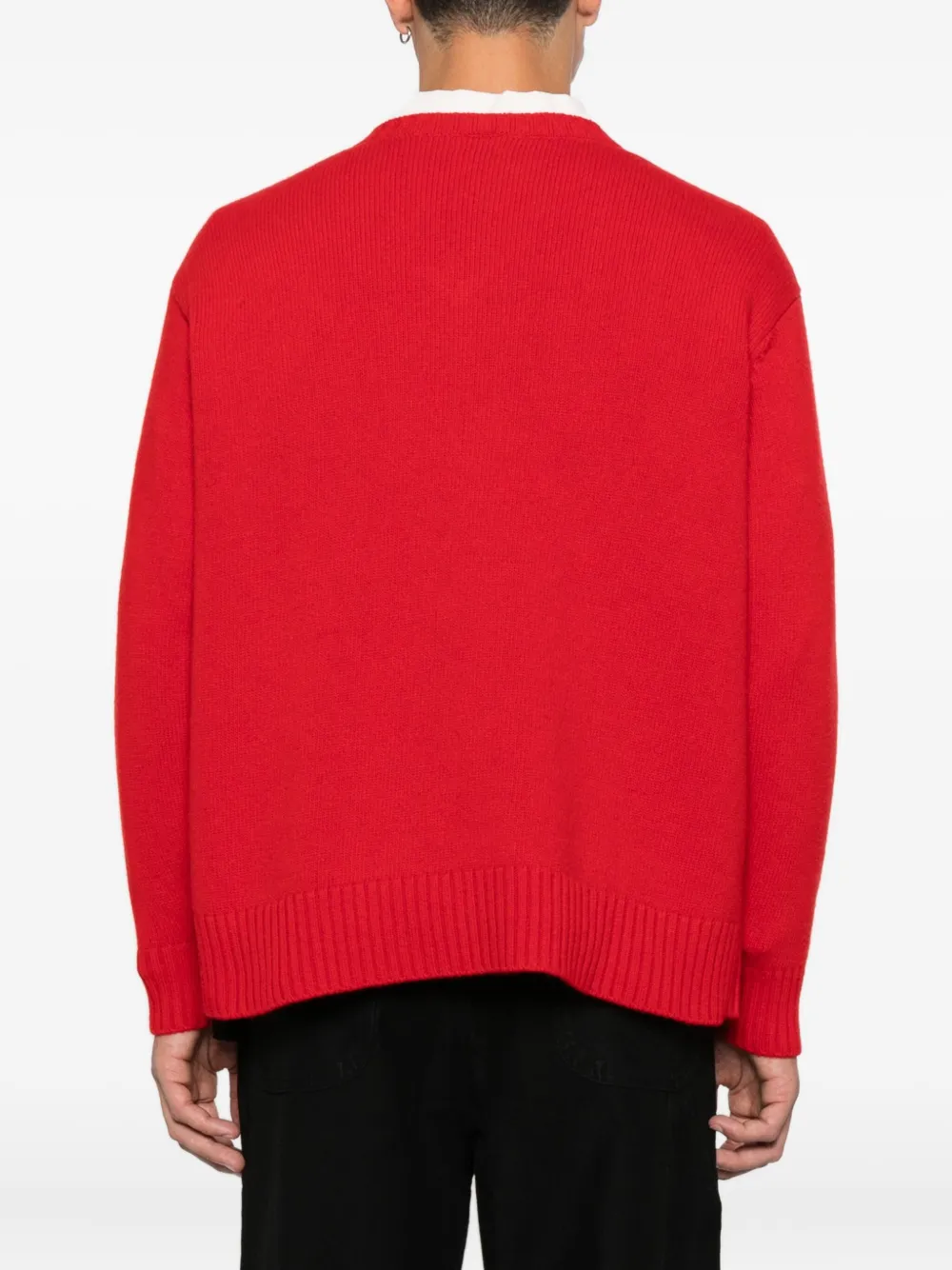 BODE Trui met geborduurd logo en V-hals Rood