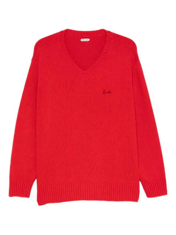 Bode V-neck Logo-embroidered Sweater