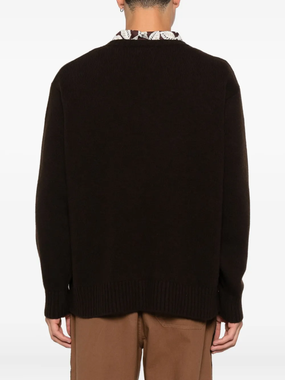 BODE Trui met geborduurd logo en V-hals Bruin