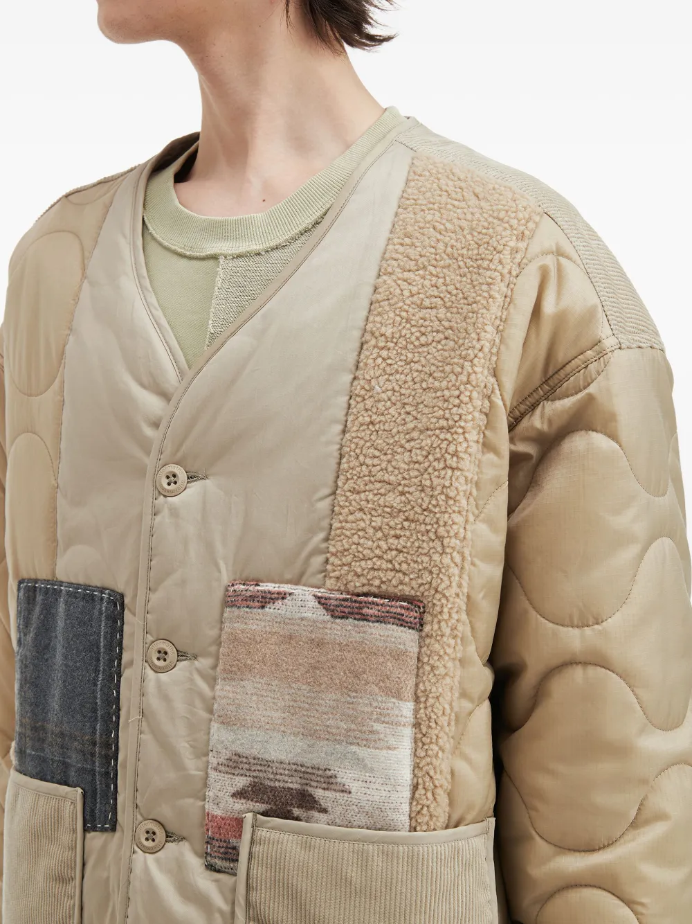 Aftermaths Quilted Patchwork Jacket In Neutral