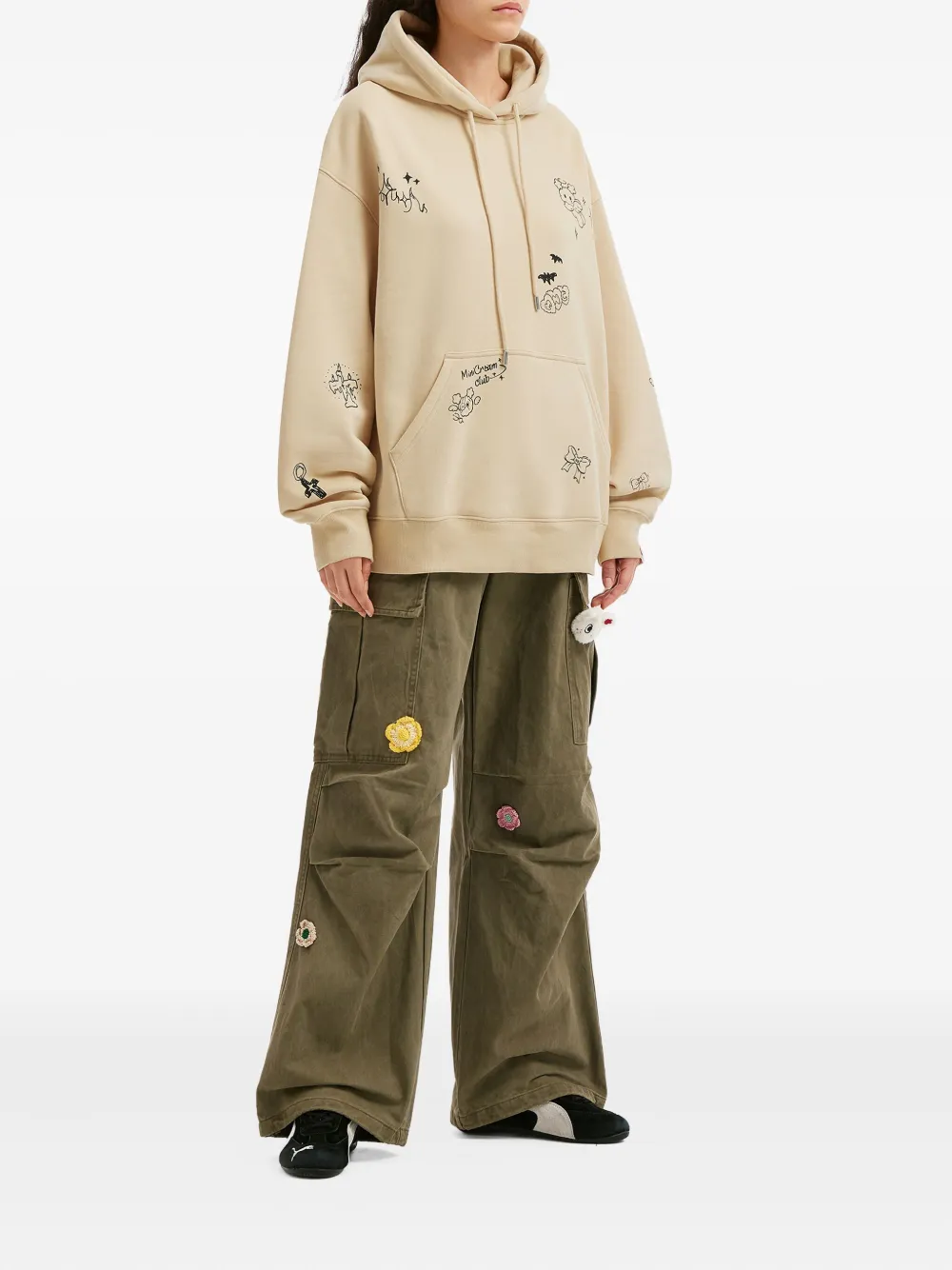 Mini Cream Hoodie met print - Beige
