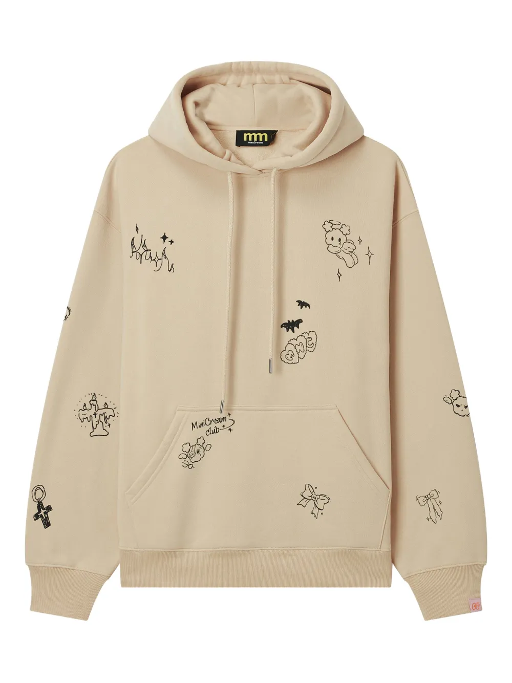 Mini Cream Graphic-print Hoodie In Neutral