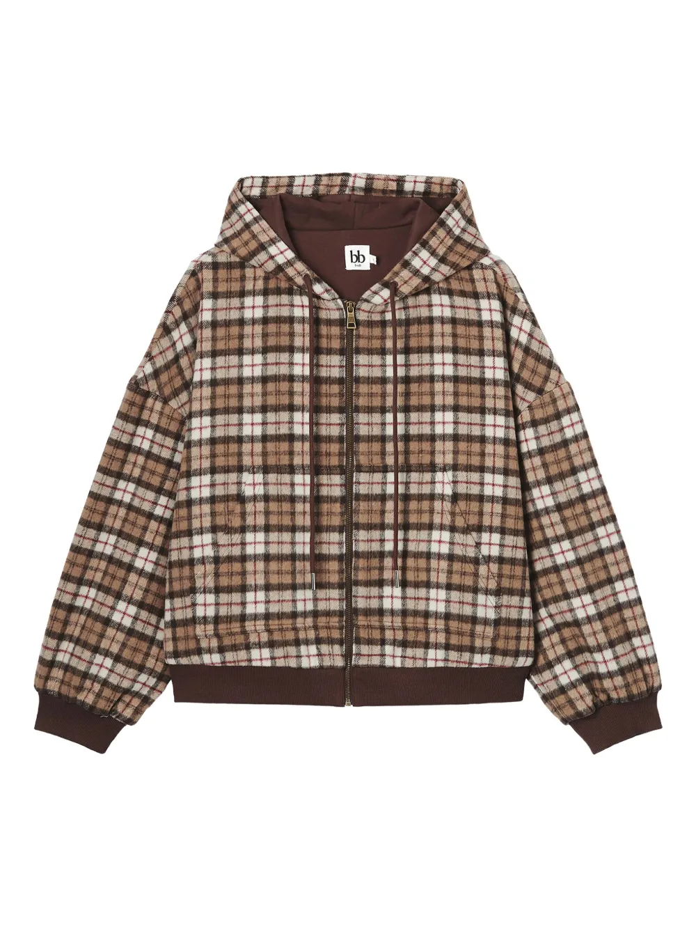 b+ab hoodie a cuadros con capucha | marrón | Image 1