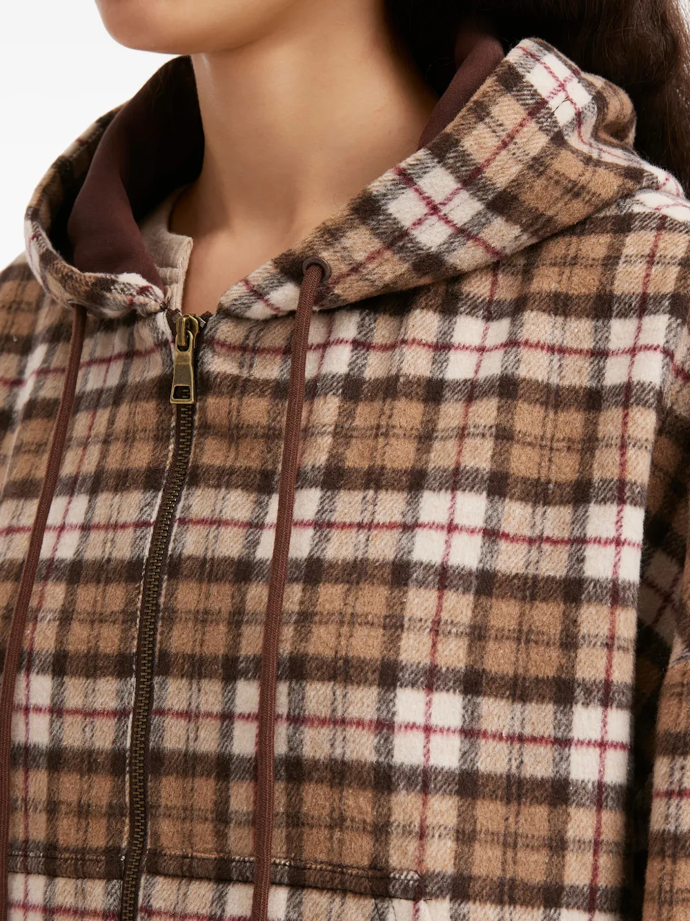 B+ab Check-pattern Hoodie In Brown