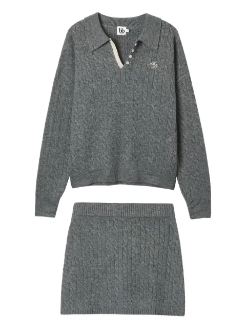 b+ab cable-knit mini skirt set