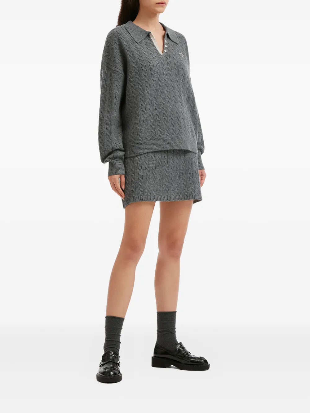 B+ab Cable-knit Mini Skirt Set In Gray