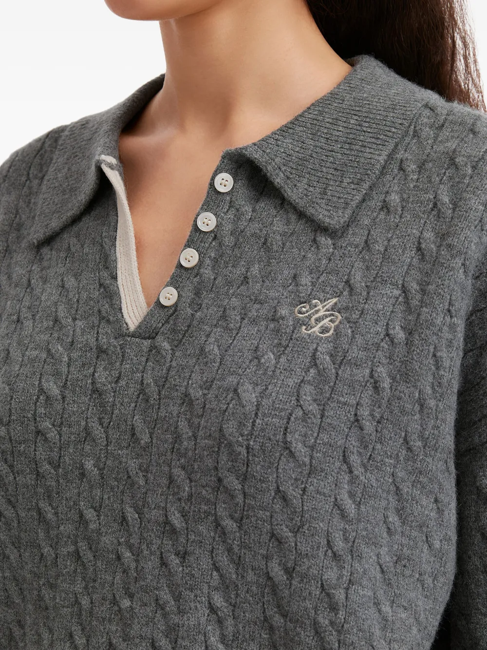 B+ab Cable-knit Mini Skirt Set In Gray
