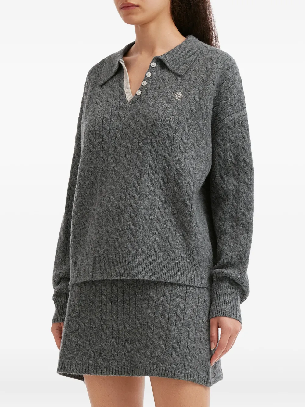 B+ab Cable-knit Mini Skirt Set In Gray