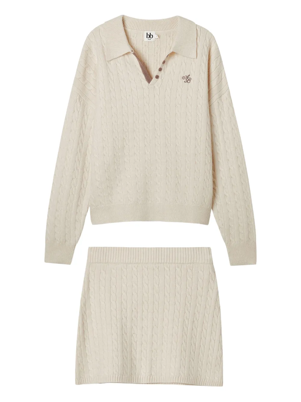 b+ab cable-knit buttoned all in one | Neutrals | Image 1