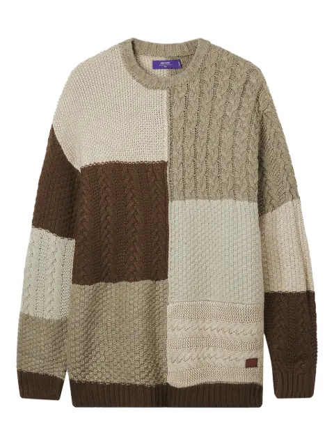 aftermaths patchwork cable-knit sweater