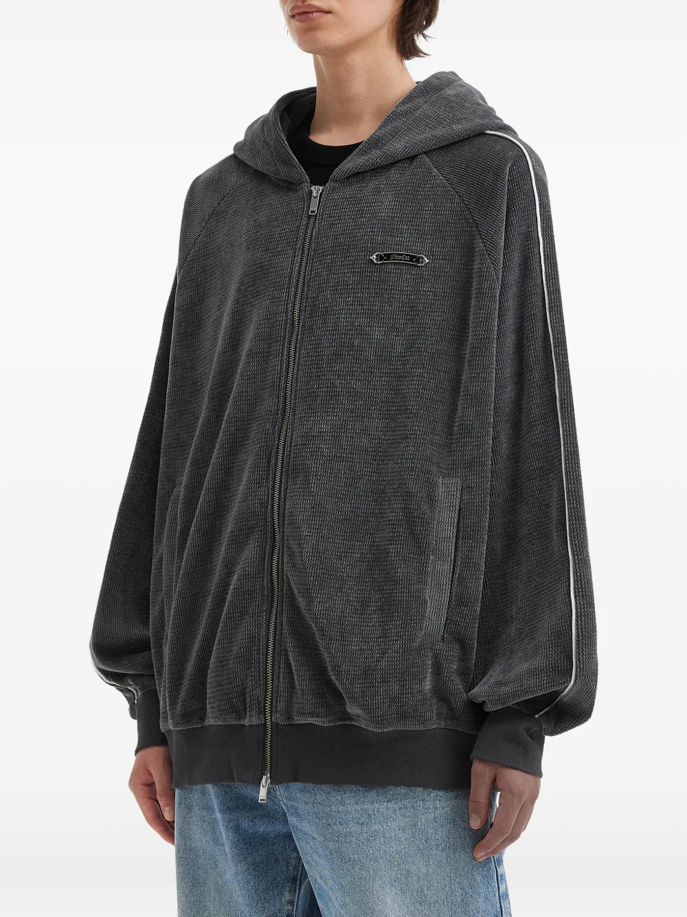 FIVE CM Hoodie met rits en streep Grijs