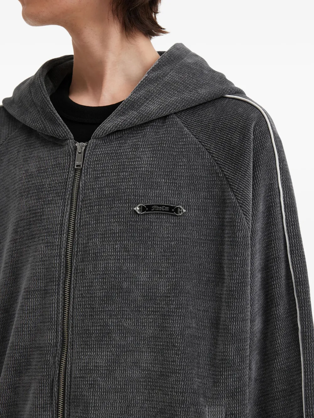FIVE CM Hoodie met rits en streep Grijs