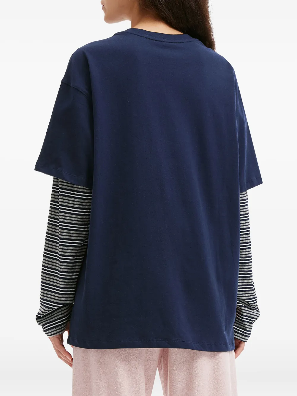 Mini Cream Striped Long-sleeve Top In Blue