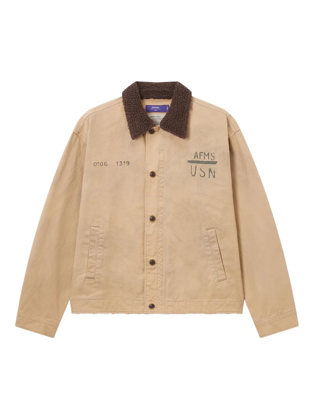 aftermaths logo-print shirt jacket | Neutrals | Image 1