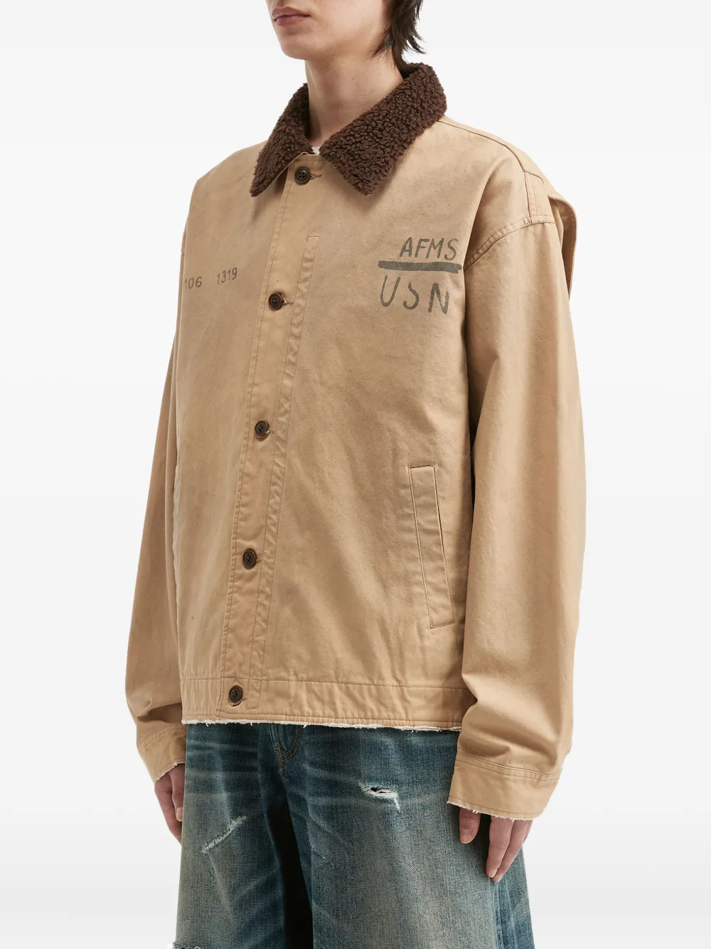 Aftermaths Logo-print Shirt Jacket In Neutral