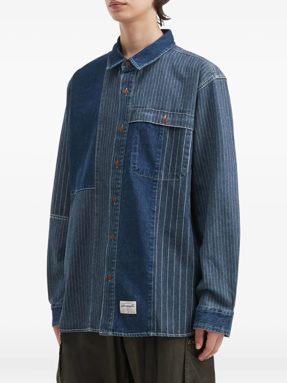 Aftermaths Pinstriped Denim Shirt In Blue