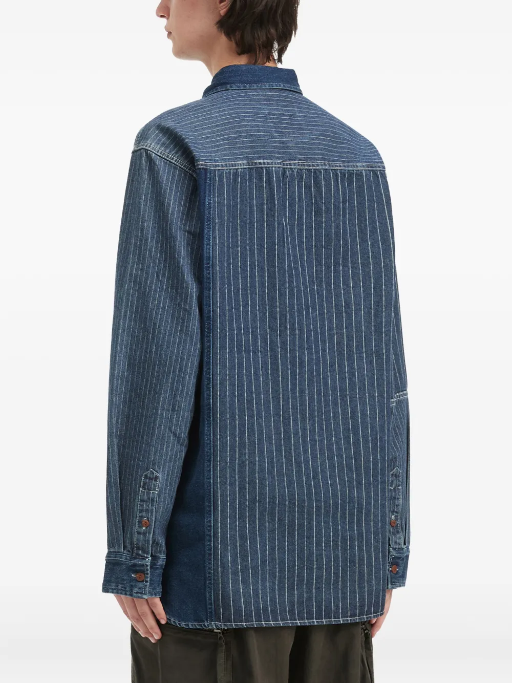 Aftermaths Pinstriped Denim Shirt In Blue