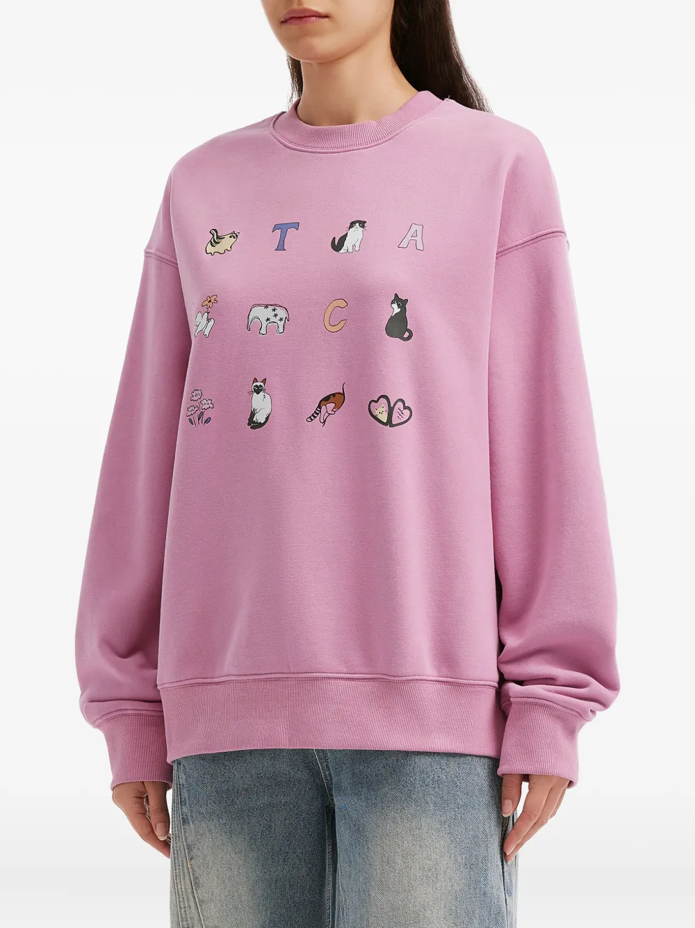 Tout A Coup Graphic Crewneck Sweatshirt In Pink