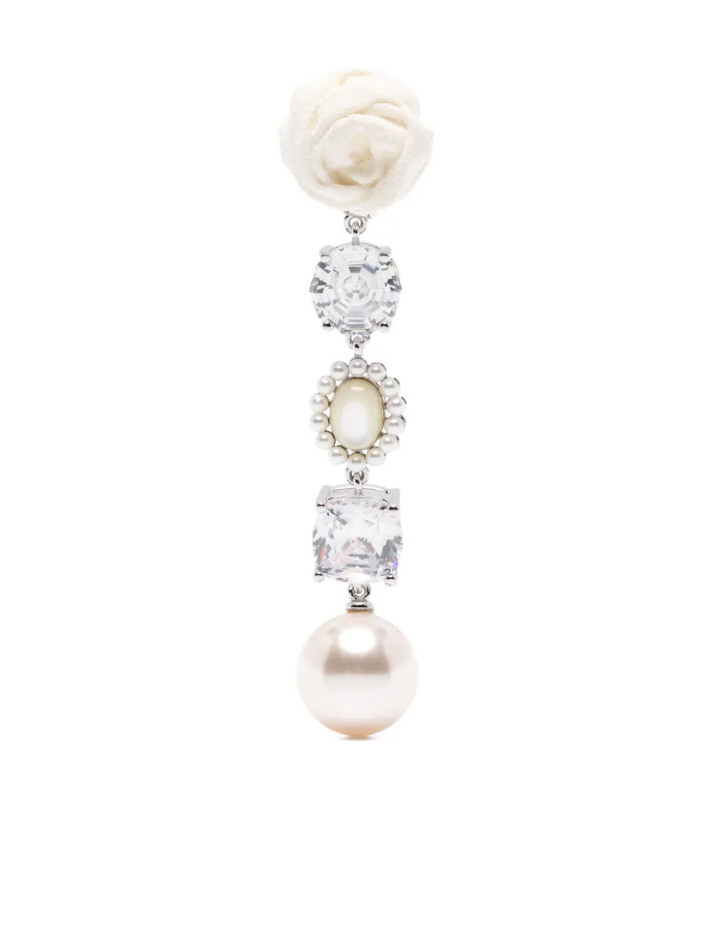 SHUSHU/TONG crystl-embellishment pearl drop earrings - Argento