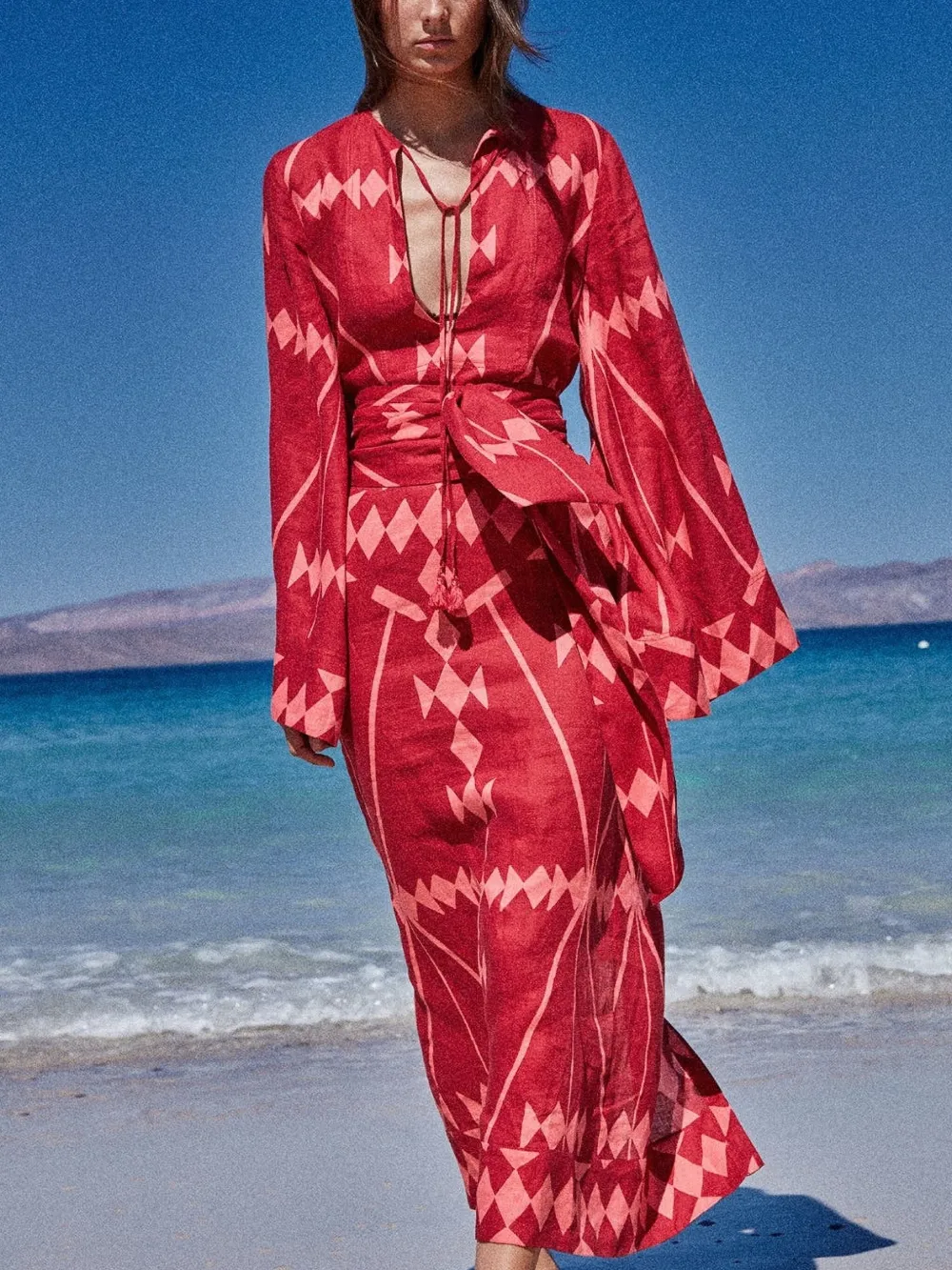 Johanna Ortiz Savannah maxi-jurk met geometrische print Roze