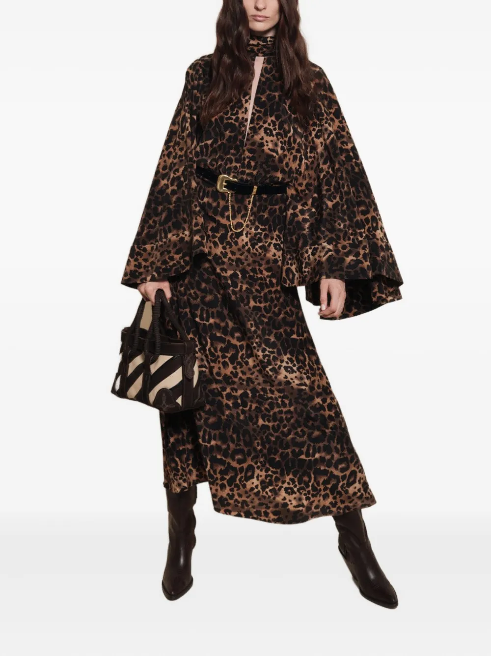 Johanna Ortiz Post Treasured midi-jurk met open rug - Bruin