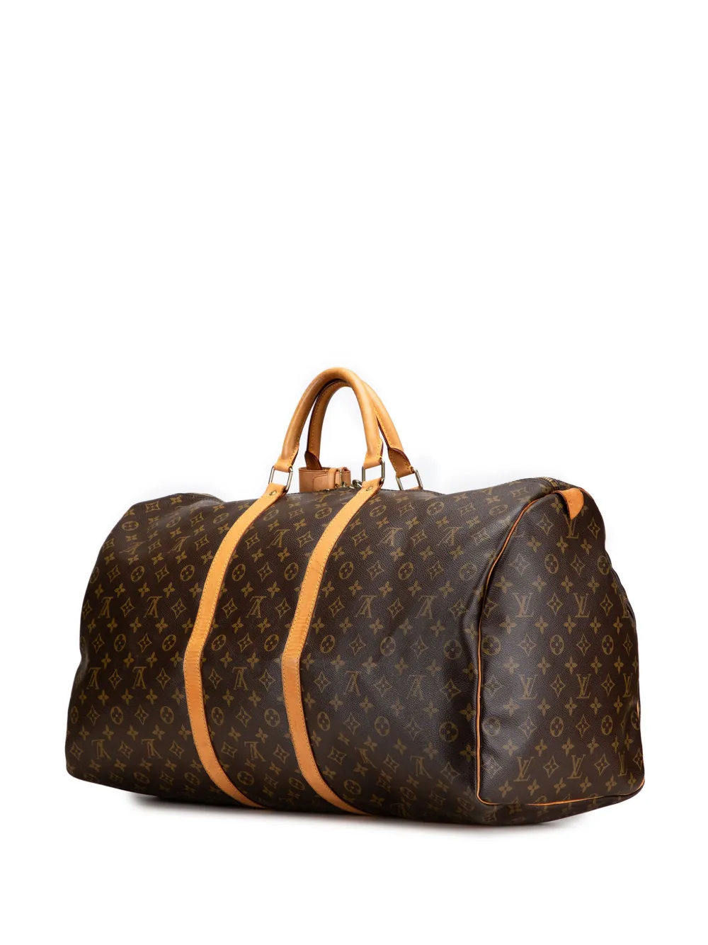 Pre-owned Louis Vuitton 2003 Monogram Keepall 60 Travel Bag In Brown
