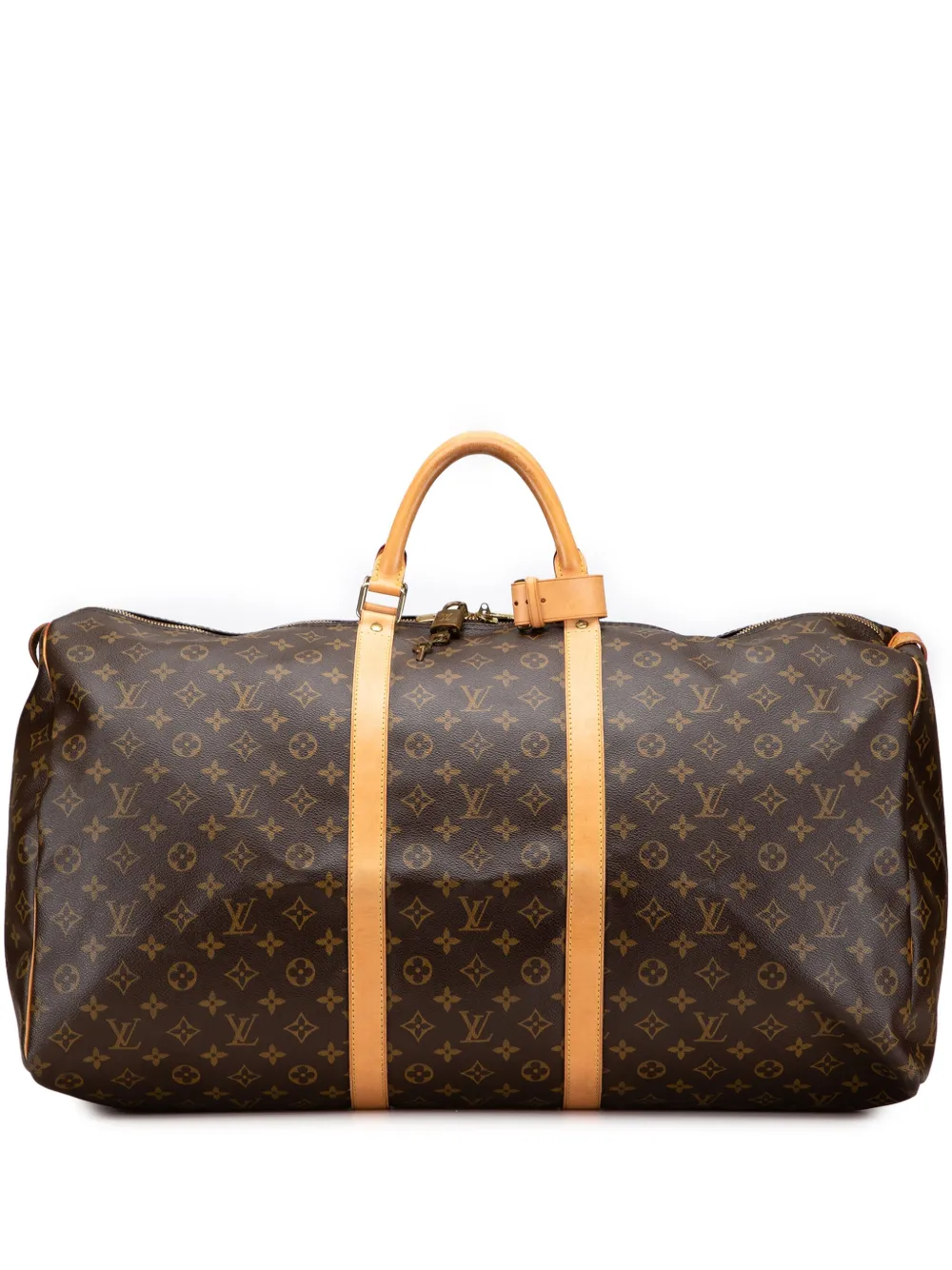 Pre-owned Louis Vuitton 2003 Monogram Keepall 60 Travel Bag In Brown