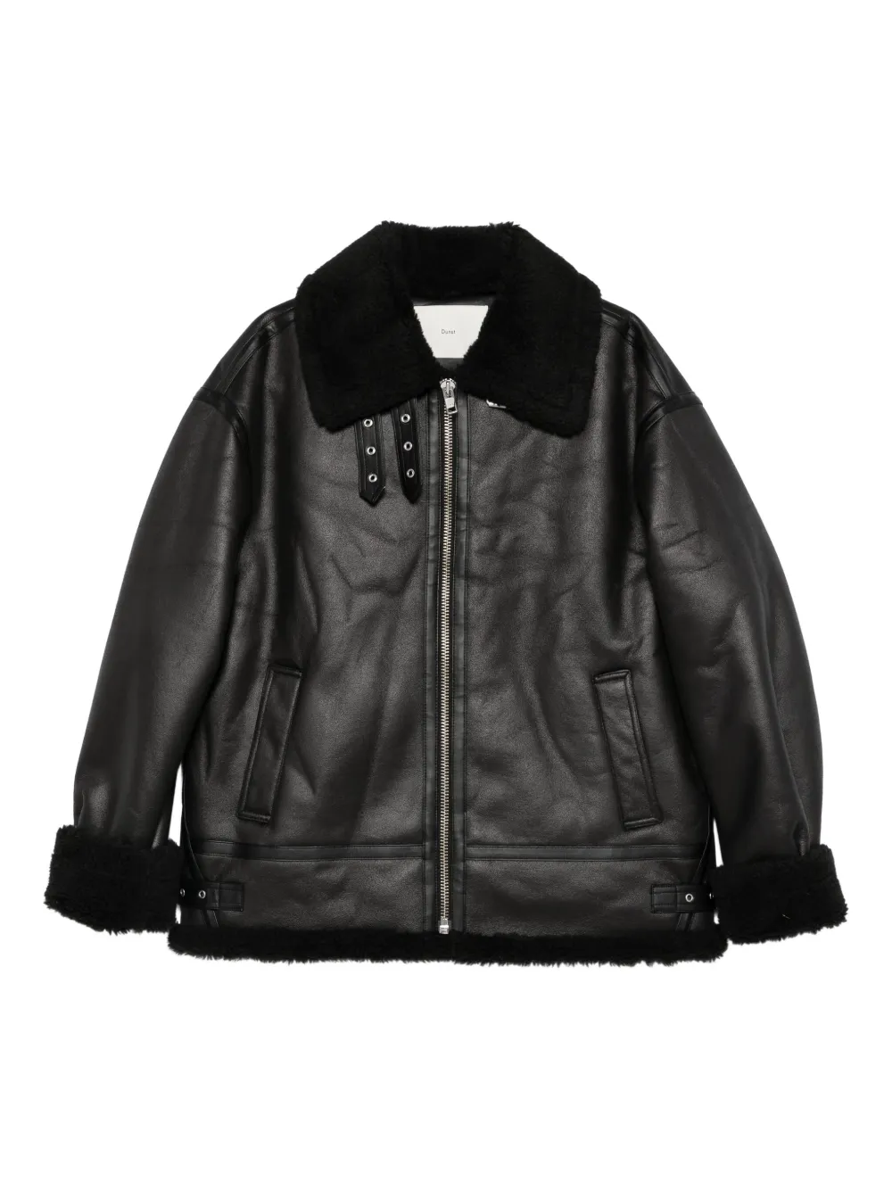 DUNST veste zippée à col en peau lainée | noir | Image 1