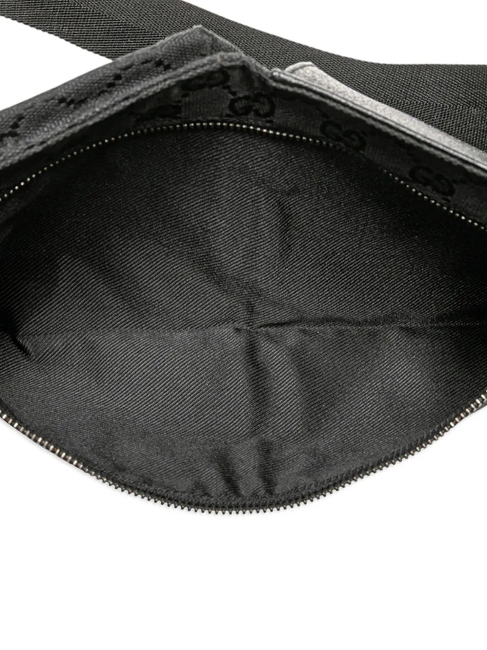 Pre-owned Gucci 2000-2015 Gg Canvas Double Pocket Belt Bag In Black
