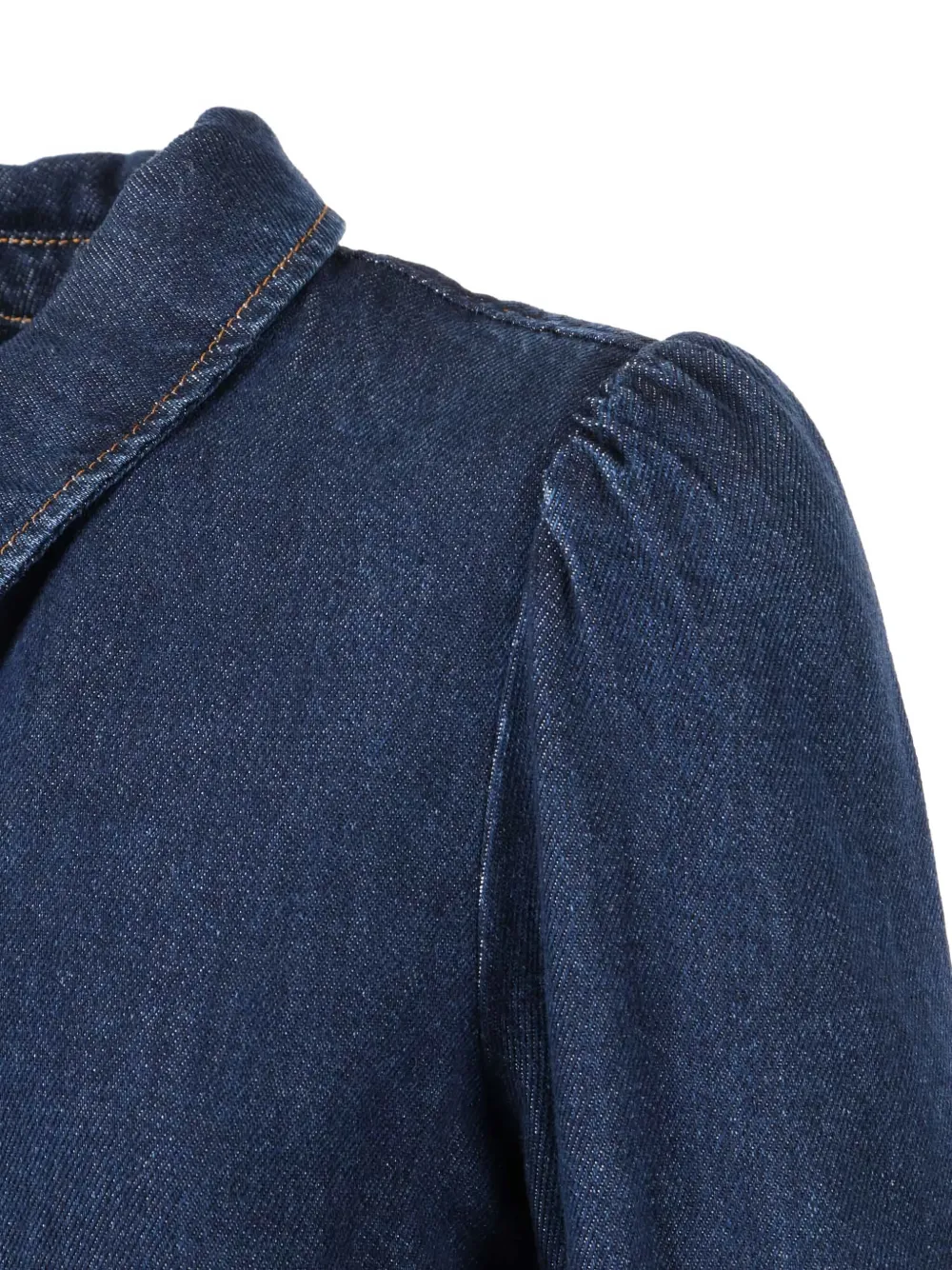 7 For All Mankind Dark Blue Puff Sleeve Shirt Poppy In Blue