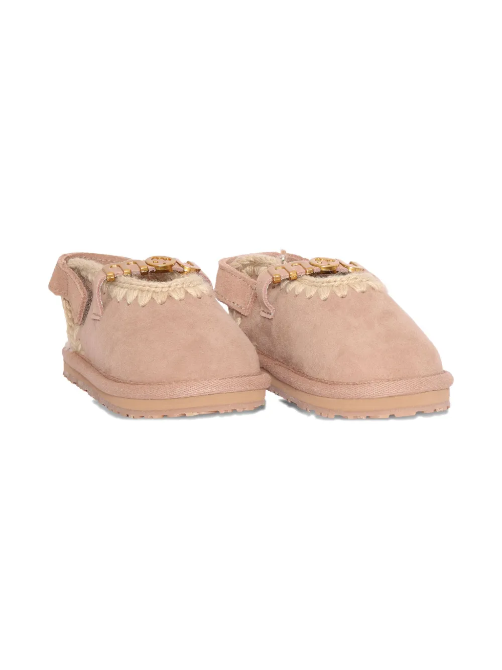 Mou Kids suede back-strap slippers - Beige