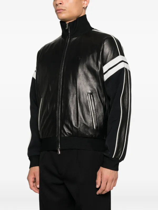 wales bonner レザージャケット　48 Wales Bonner zip-fastening Leather Jacket | Black | FARFETCH