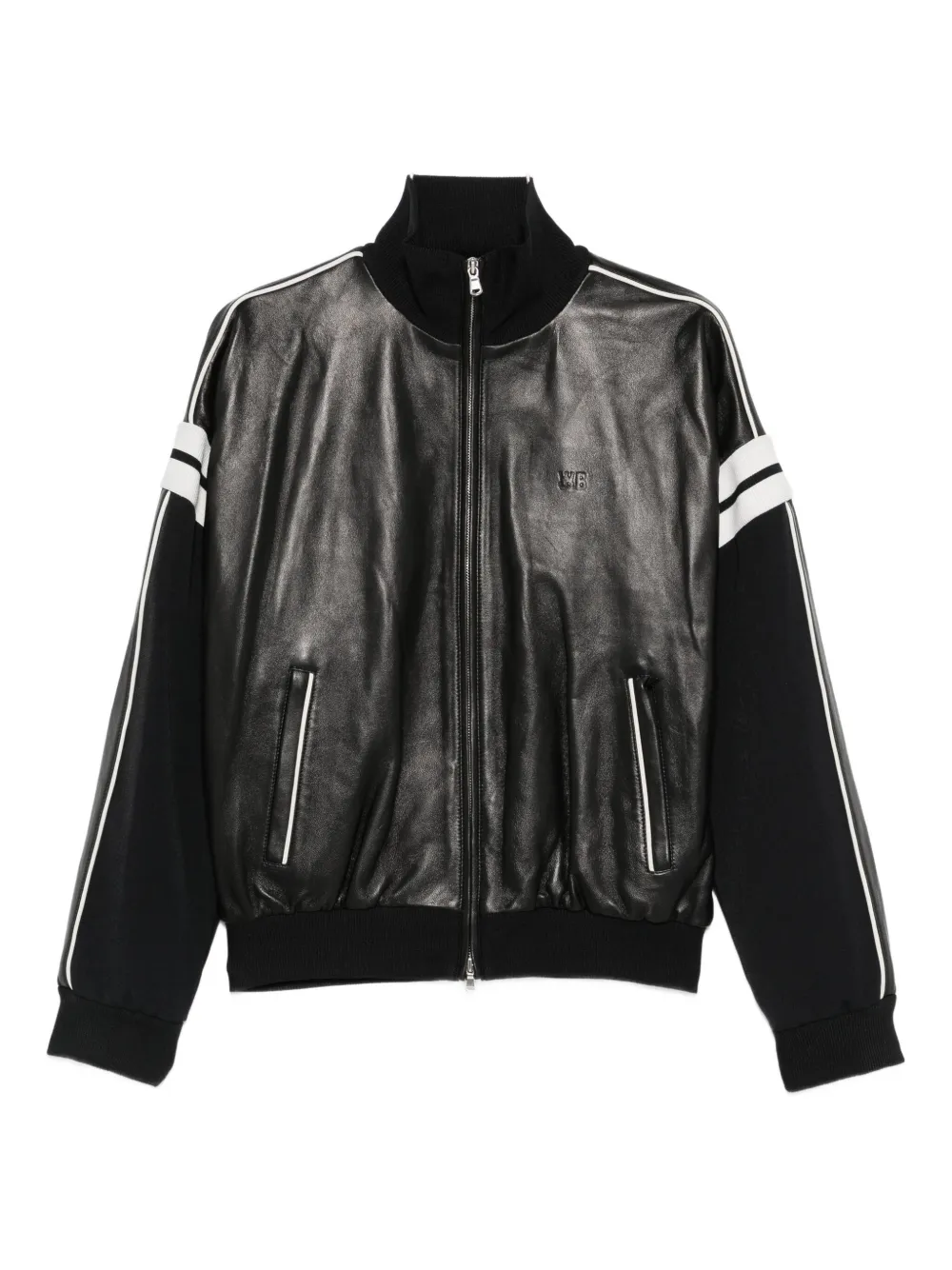 Wales Bonner Giacca in pelle con zip - Nero