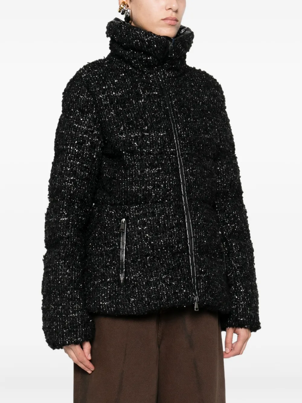 Moncler Tweed jack met ritssluiting Zwart