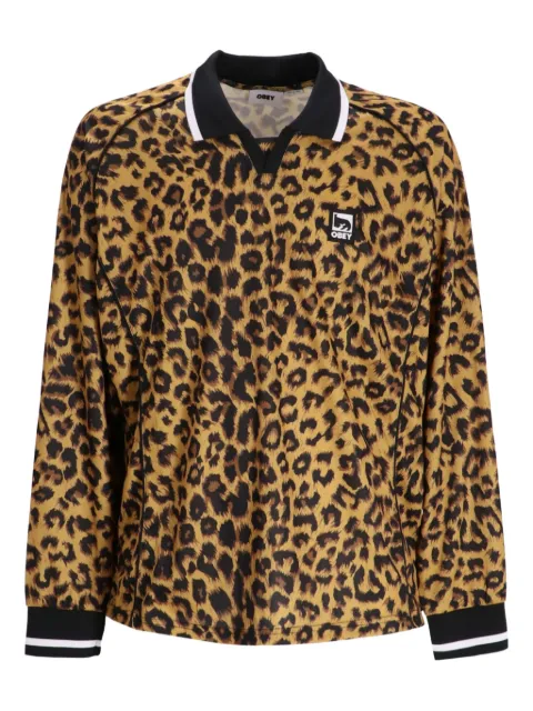Obey animal-print Long Sleeve Polo Shirt