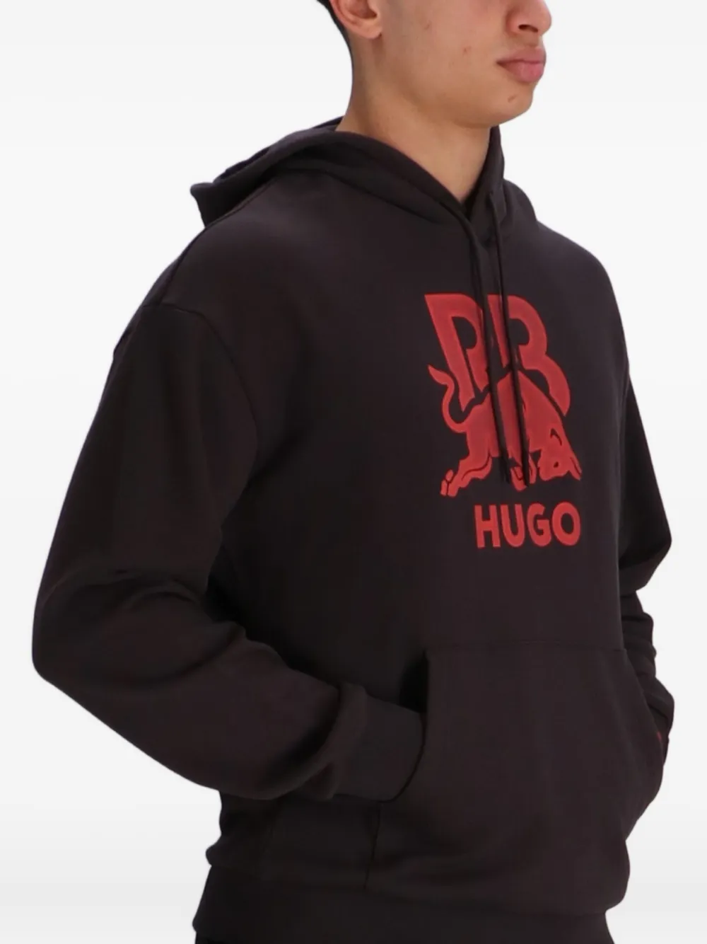 HUGO x Racing Bulls hoodie met logo Bruin