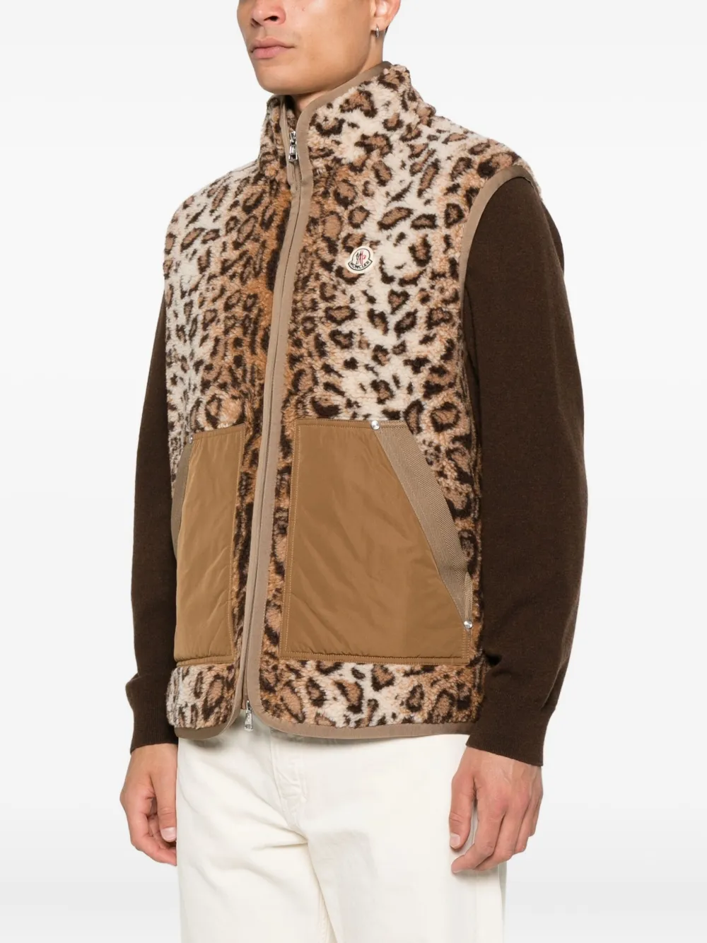 Moncler Gilet met dierenprint Bruin