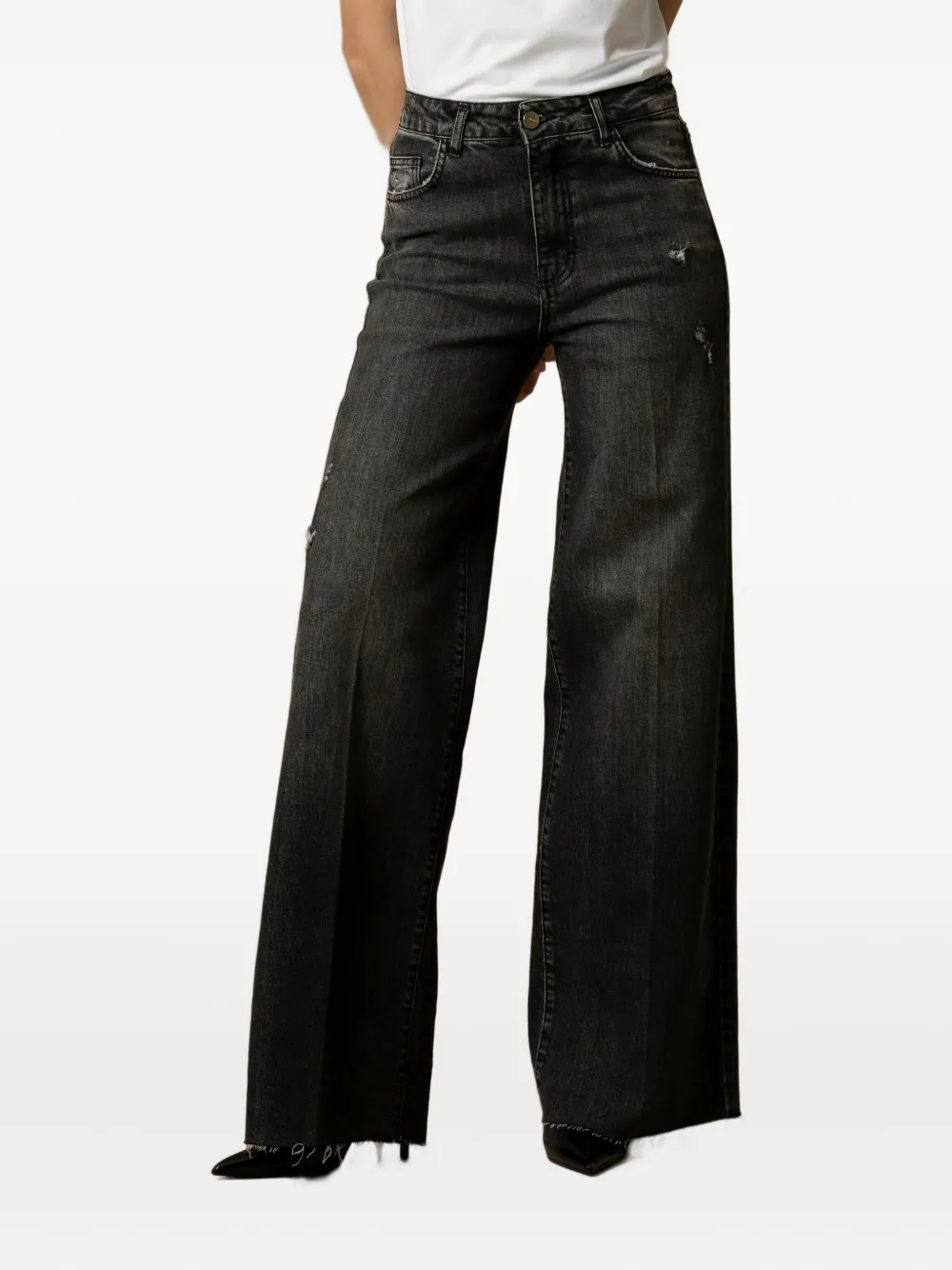 Kocca Jeraldina distressed jeans - Zwart