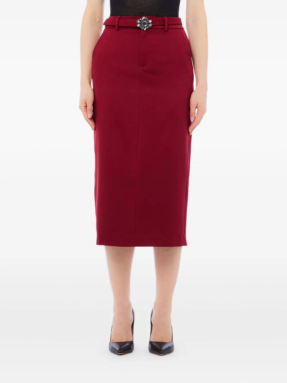 Liu •jo Belted Midi Skirt In Red