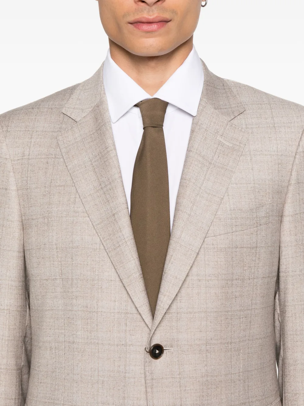 Canali Checked Single-breasted Suit In Neutral