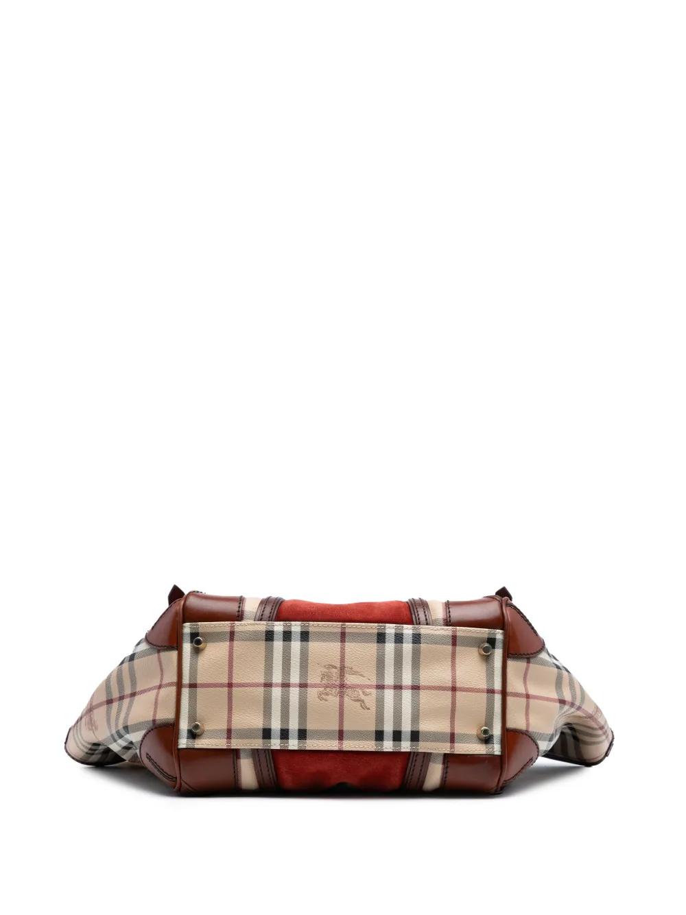 Pre-owned Burberry 2000-2017 Small Suede Trimmed Haymarket Check Coated Canvas Canterbury Tote Bag In Brown