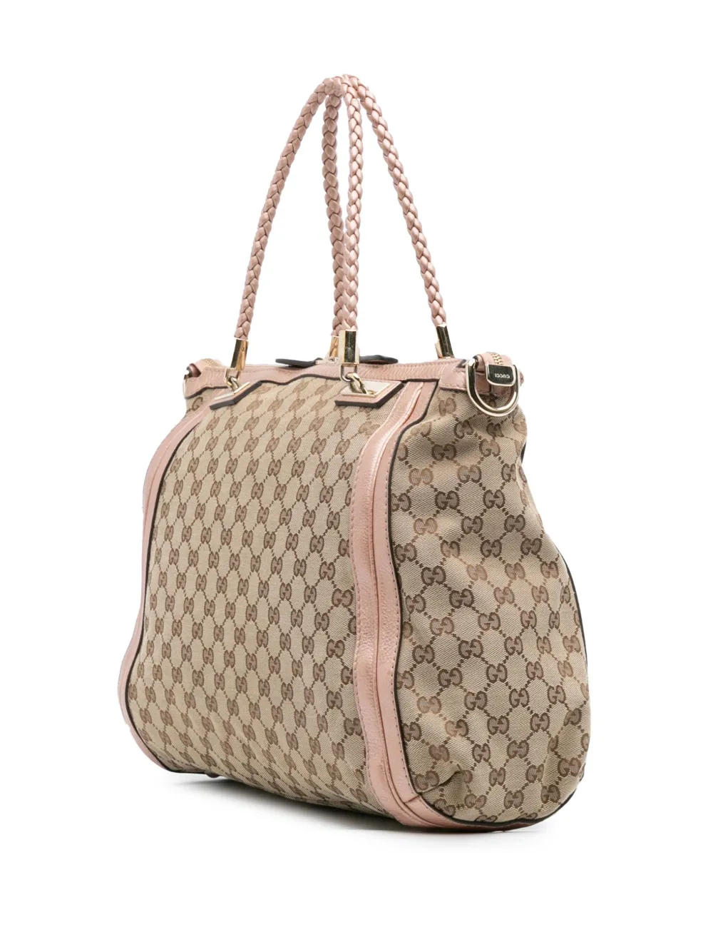 Pre-owned Gucci 2016-2025 Large Gg Canvas Bella Satchel In Brown