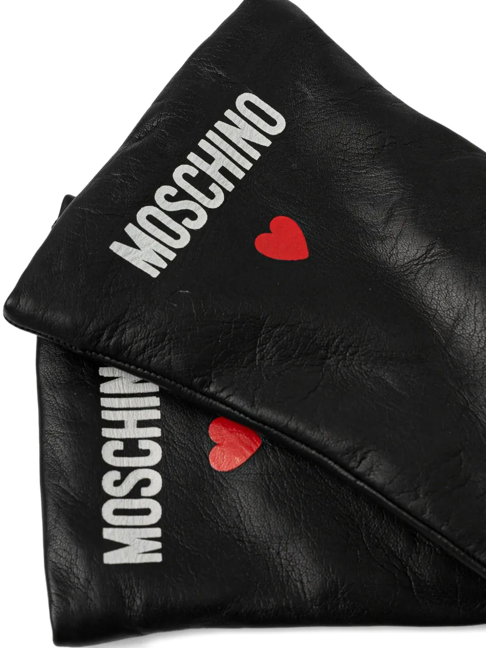 Moschino Handschoenen met hartpatroon en logo - Zwart