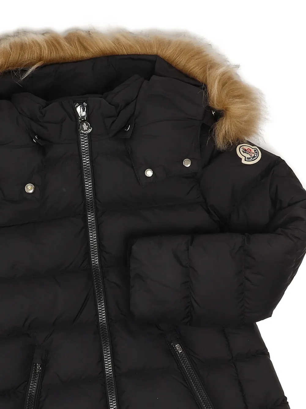 Moncler Enfant Abelle gewatteerde jas met capuchon Zwart