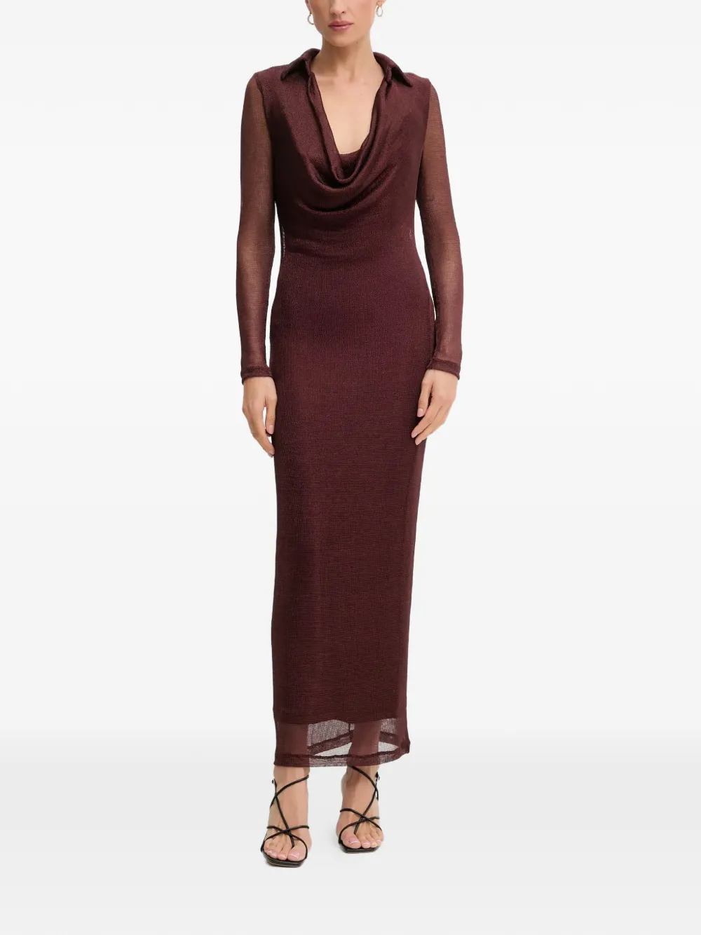 Bardot Lorel cowl-neck long-sleeve maxi dress - Rosso